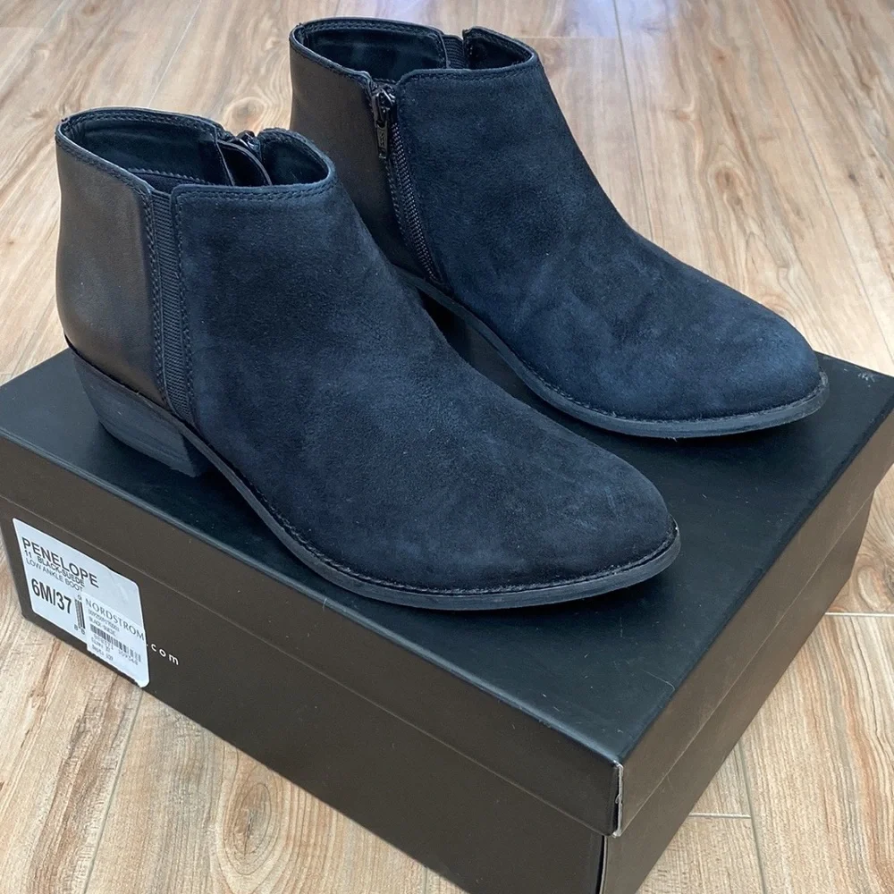 Dune London Penelope Black Suede/Leather Low Ankle Boot- Size 6M/ 37 - Picture 4 of 16